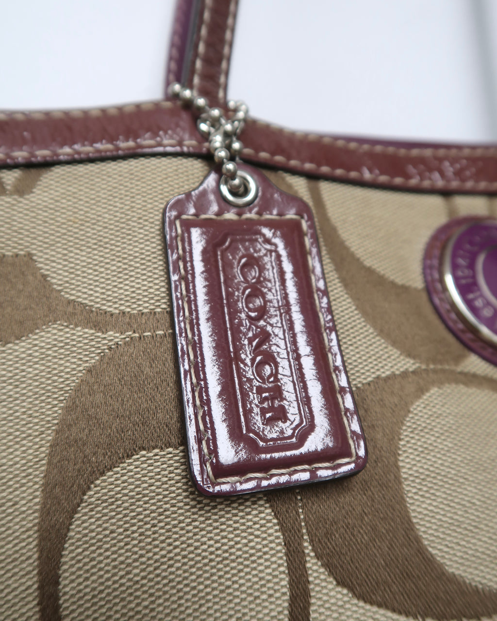 Coach Signature C Jacquard & Berry Stripe Tote