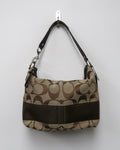 Coach Signature Stripe canvas hobo shoulder bag