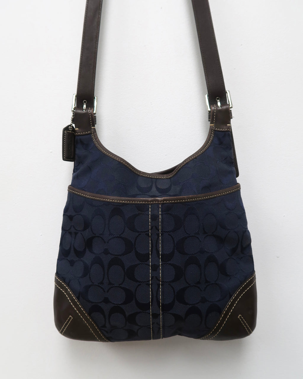 Coach Navy Signature Canvas Shoulder Bag