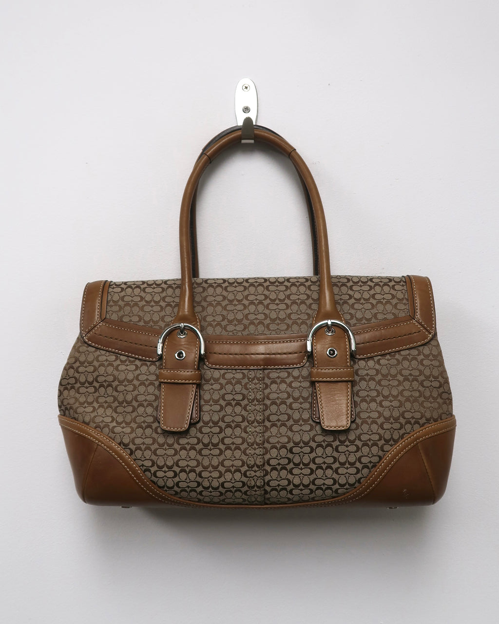 vintage Coach Soho Signature flap buckle satchel handbag