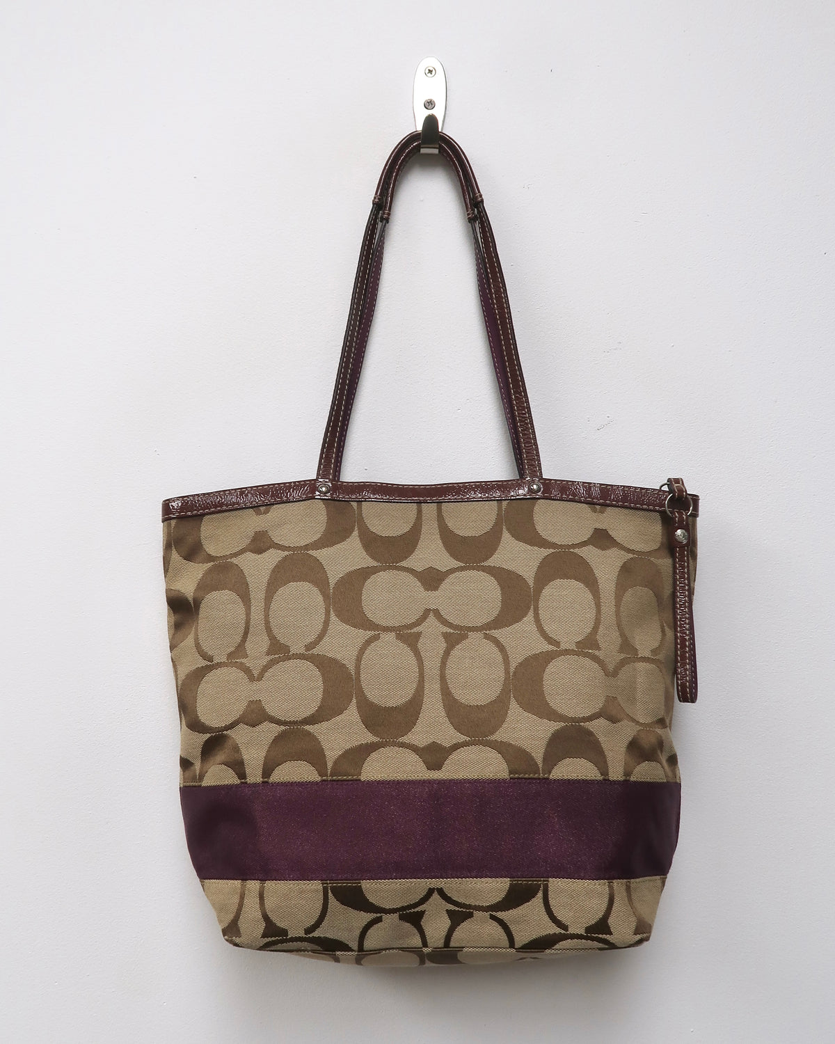 Coach Signature C Jacquard & Berry Stripe Tote