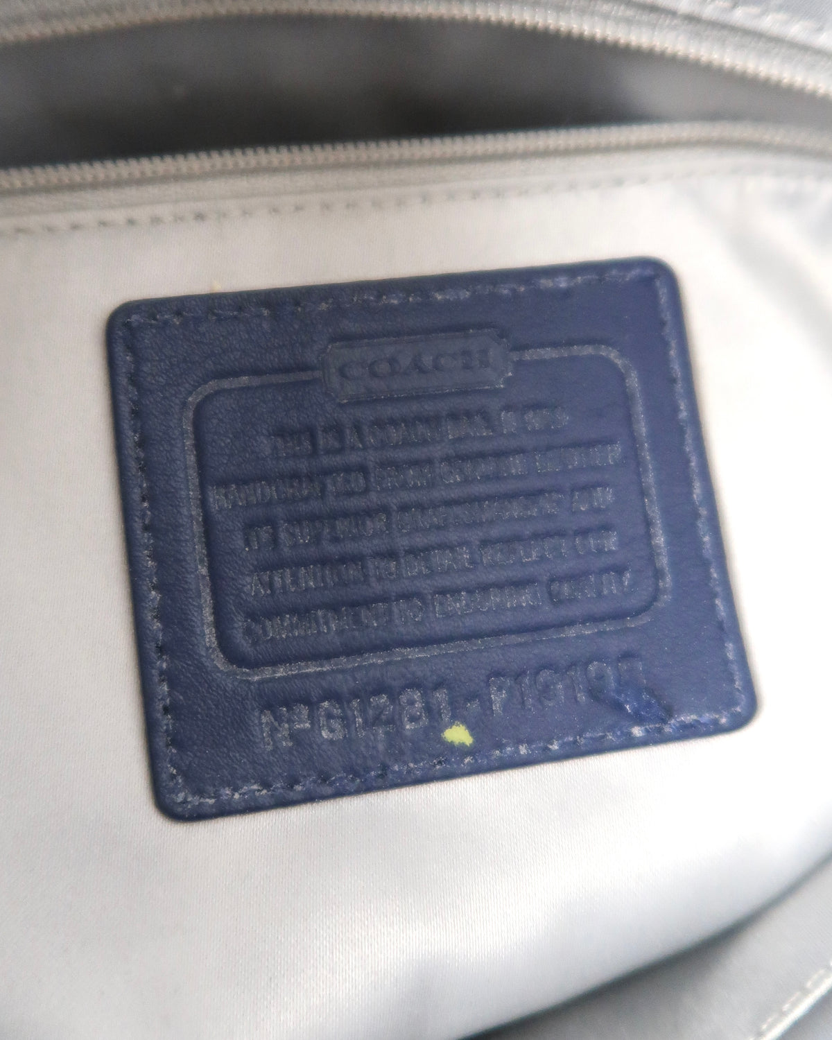 Coach Signature Stripe Stitched Patent Leather Tote
