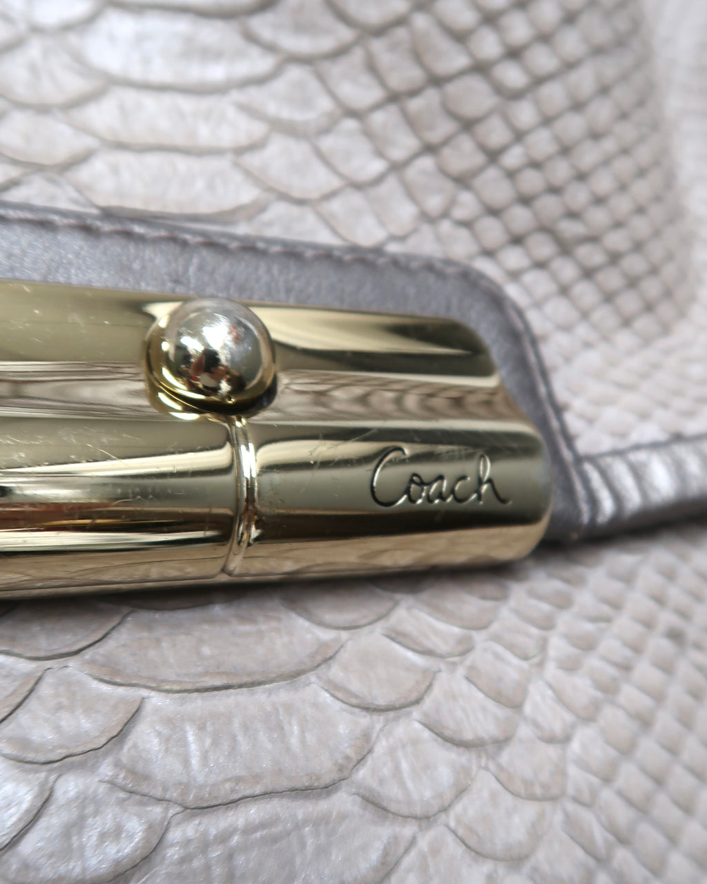 Coach Kristin Embossed Python Leather Shoulder Bag