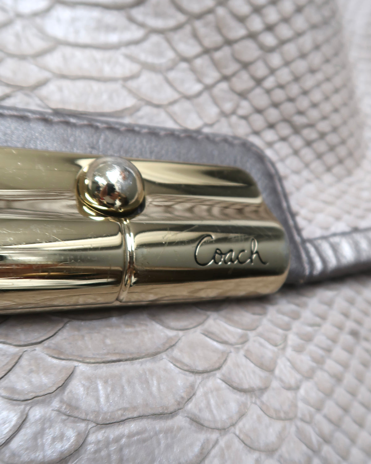 Coach Kristin Embossed Python Leather Shoulder Bag