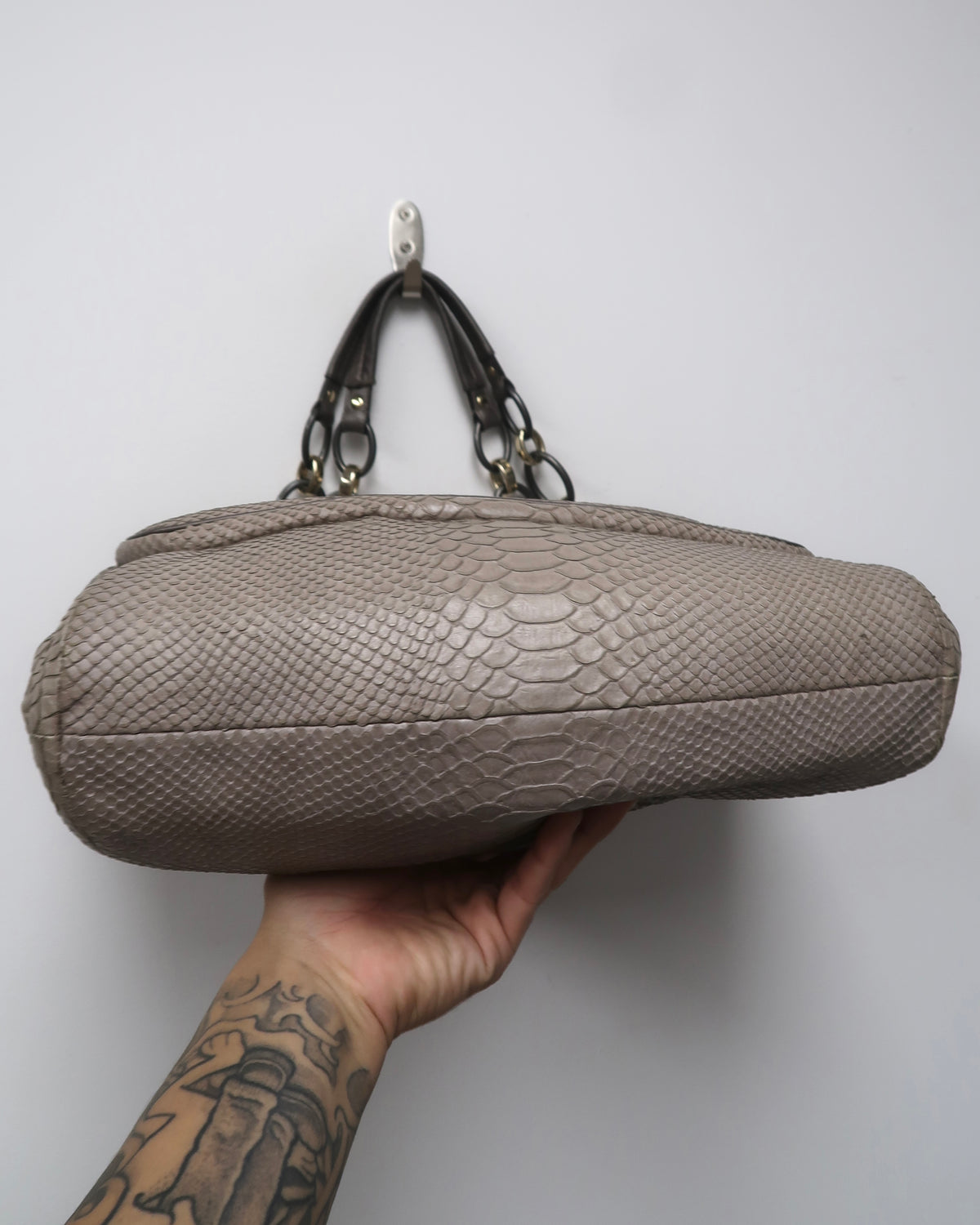 Coach Kristin Embossed Python Leather Shoulder Bag