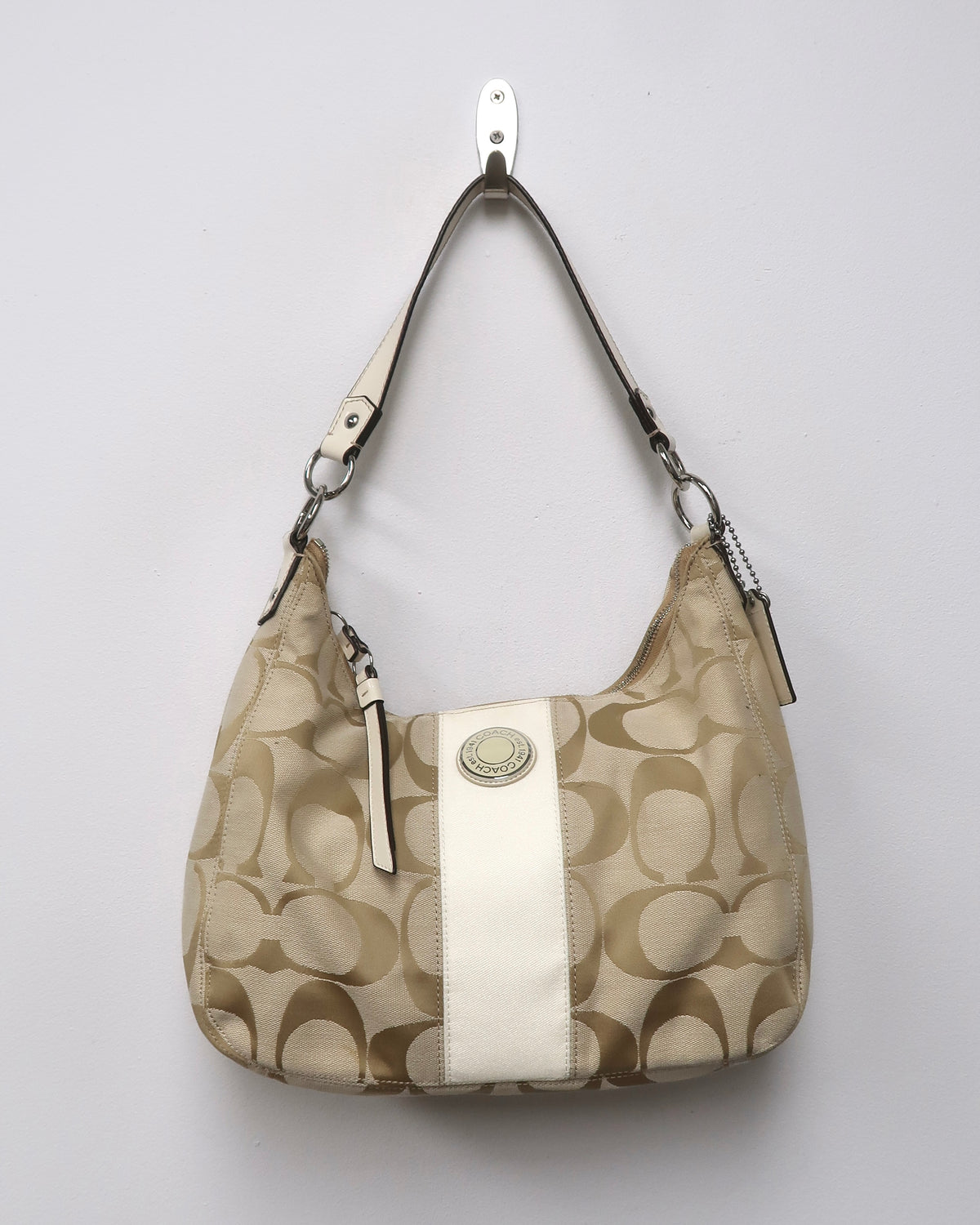 Coach Signature Stripe convertible hobo bag