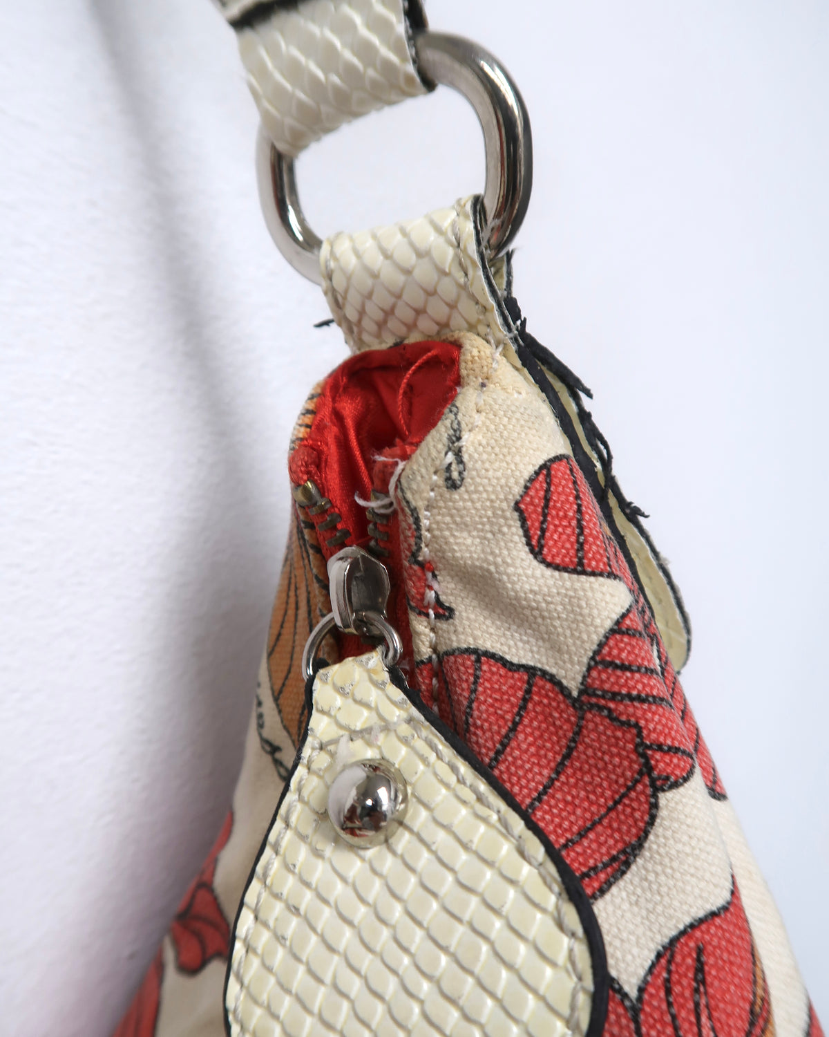 Y2K Guess floral and cream canvas shoulder bag