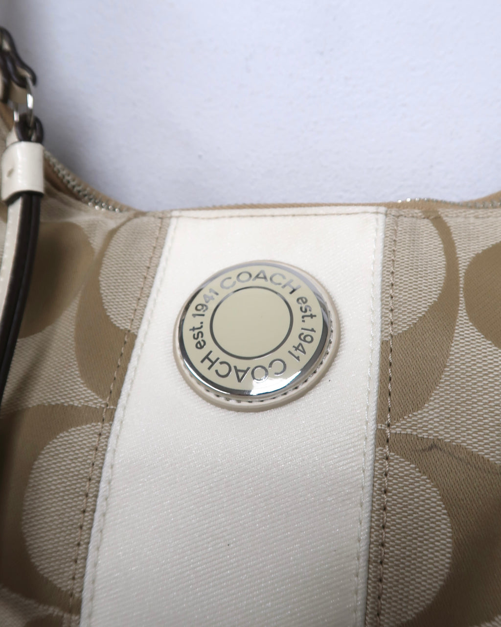 Coach Signature Stripe convertible hobo bag