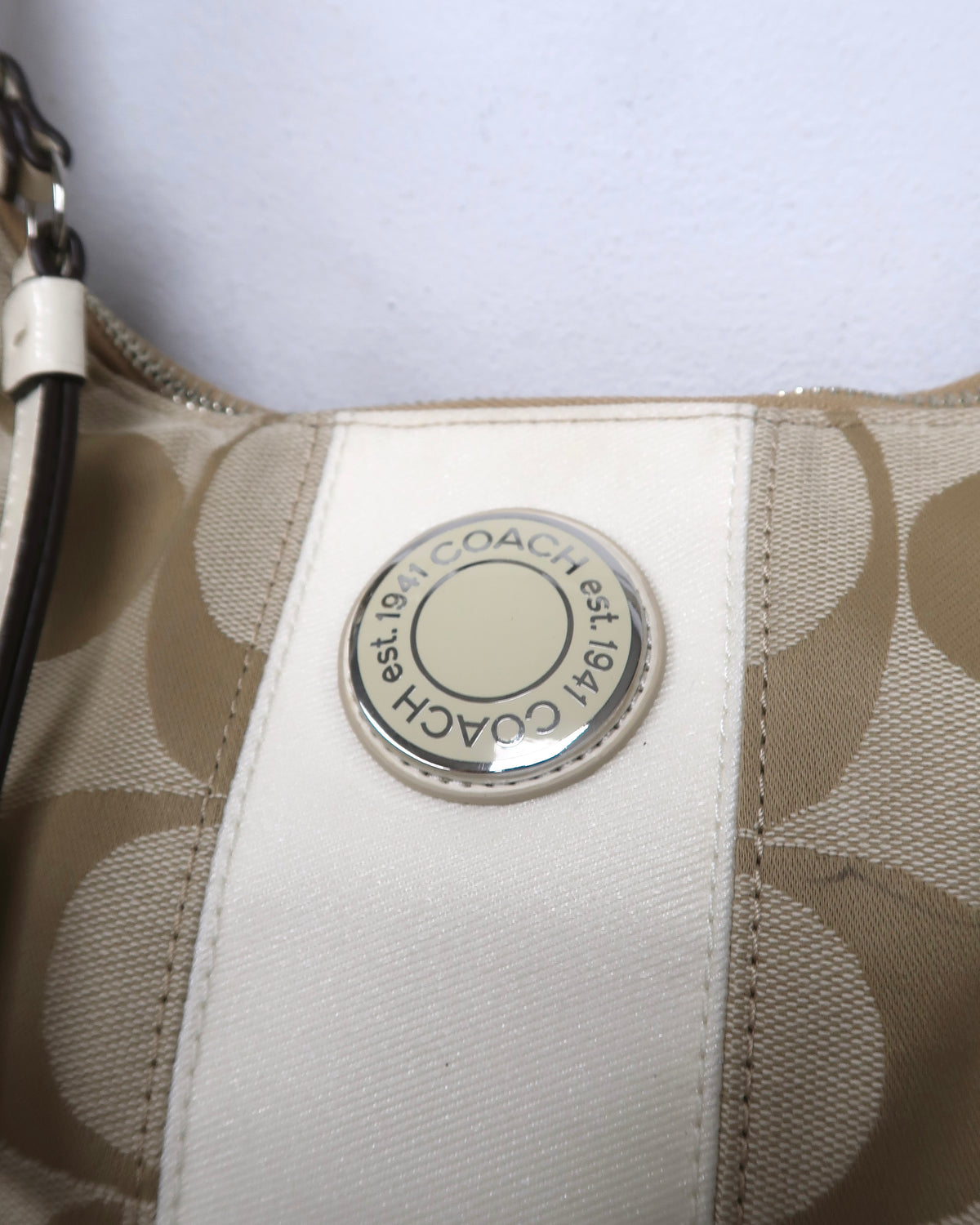 Coach Signature Stripe convertible hobo bag