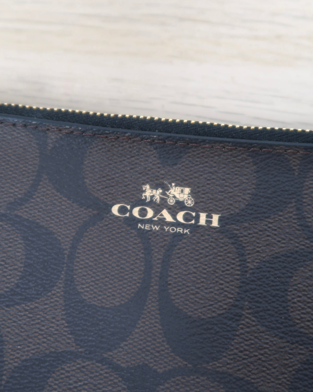 Coach Signature PVC Double Corner Zip Wristlet