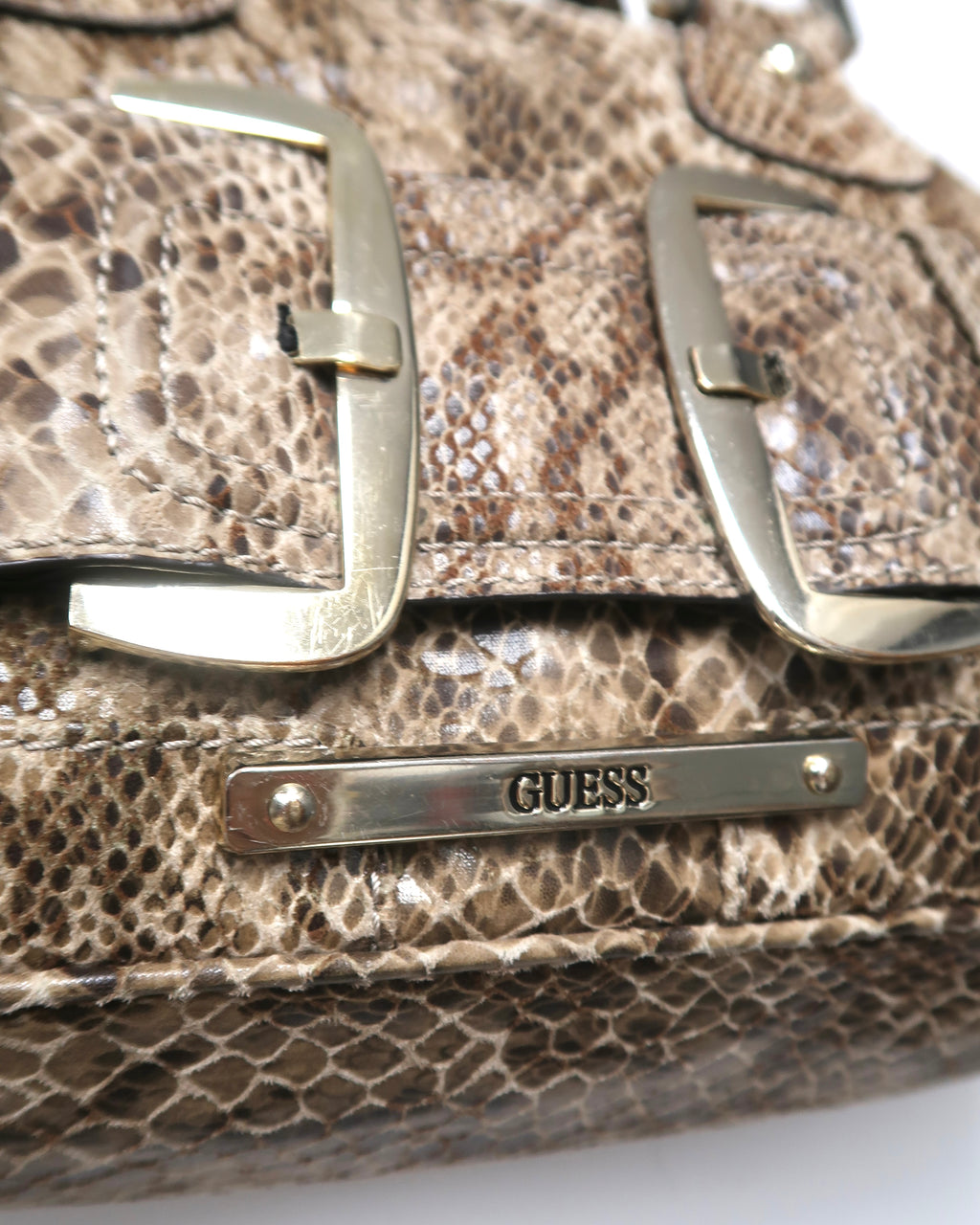 GUESS faux snakeskin-print shoulder/satchel bag