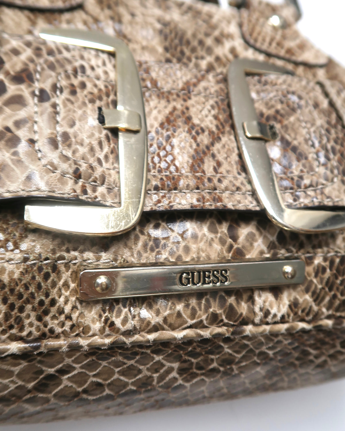 GUESS faux snakeskin-print shoulder/satchel bag