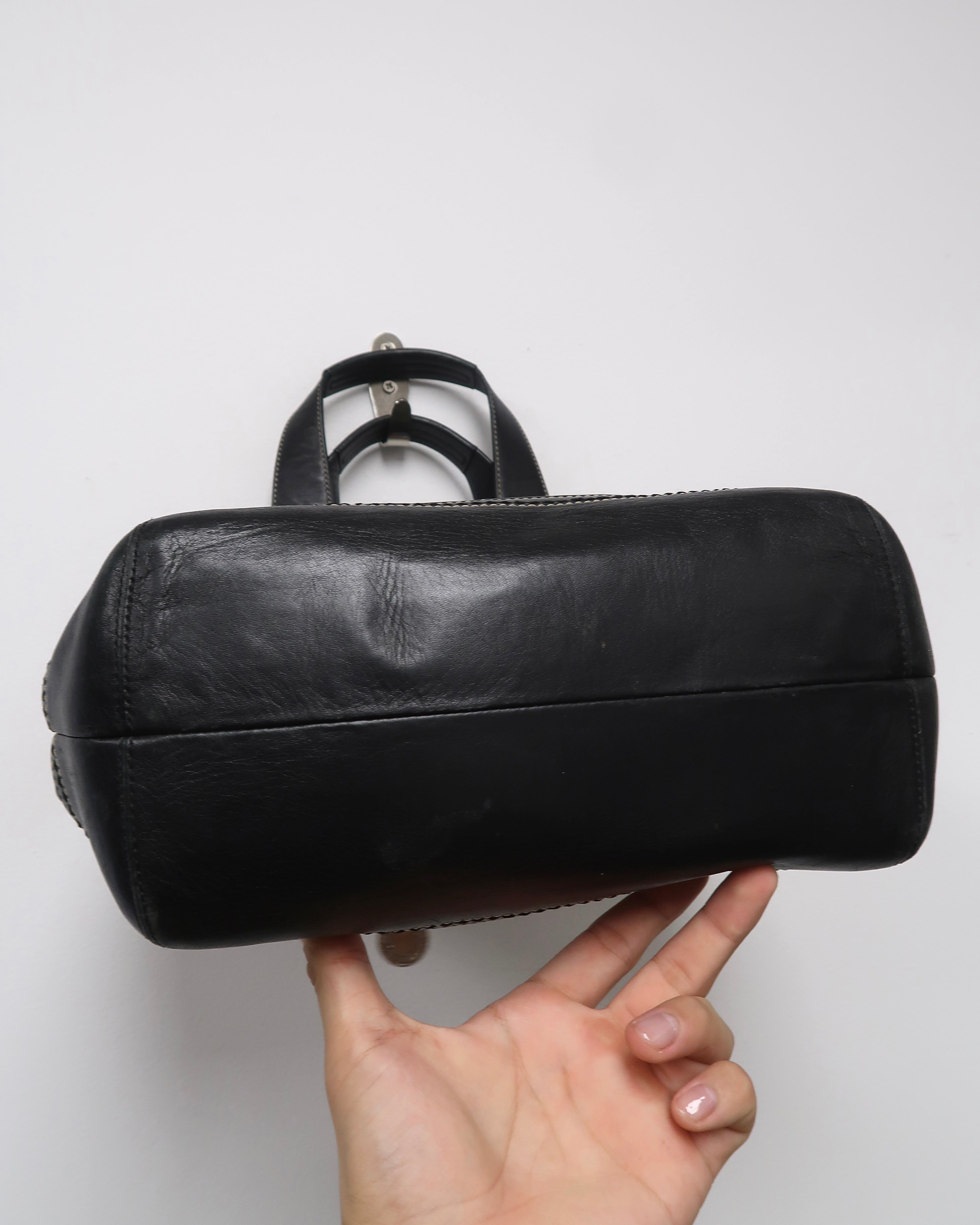 Coach Soho Signature Small Black Gray Canvas Satchel Bag