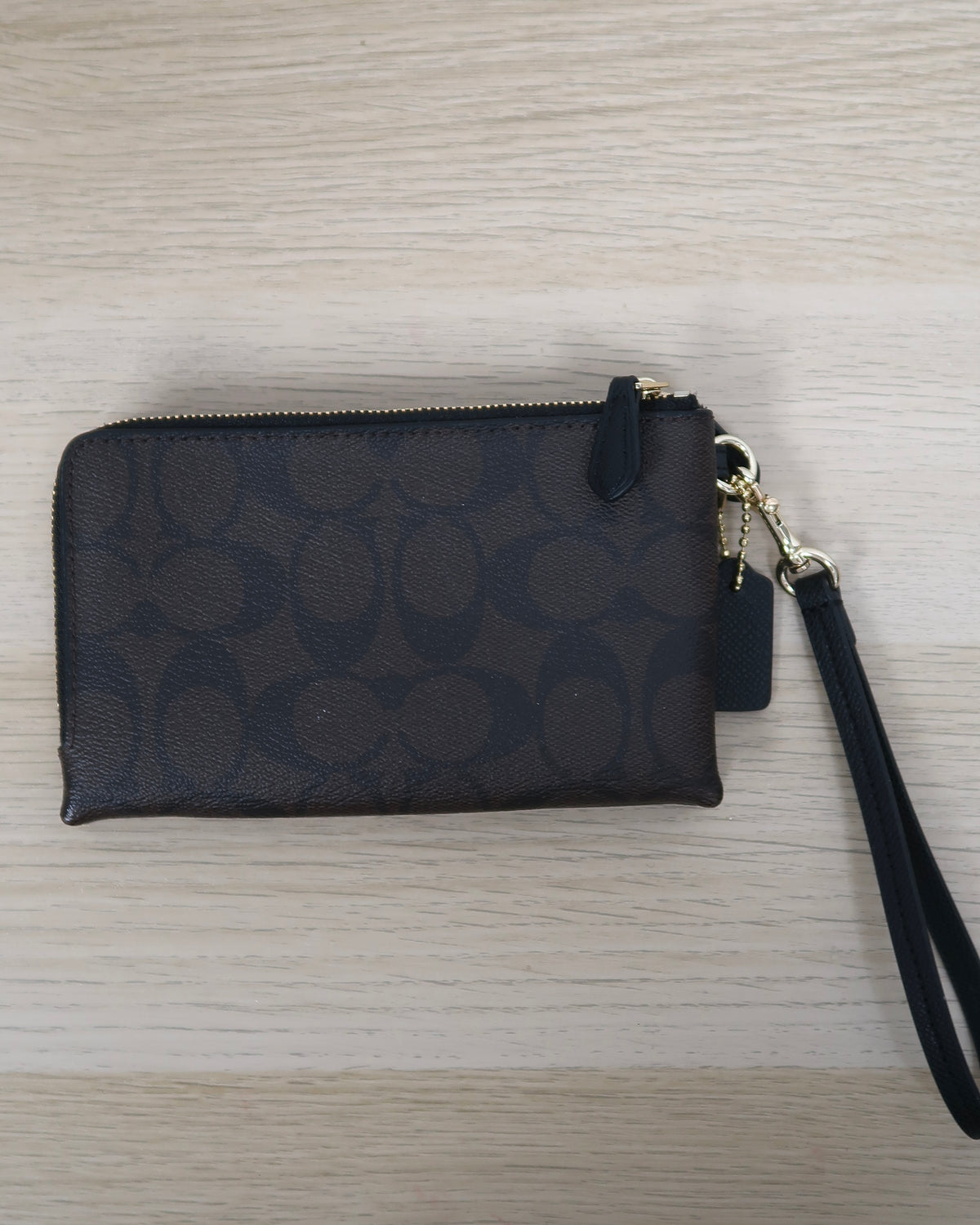 Coach Signature PVC Double Corner Zip Wristlet