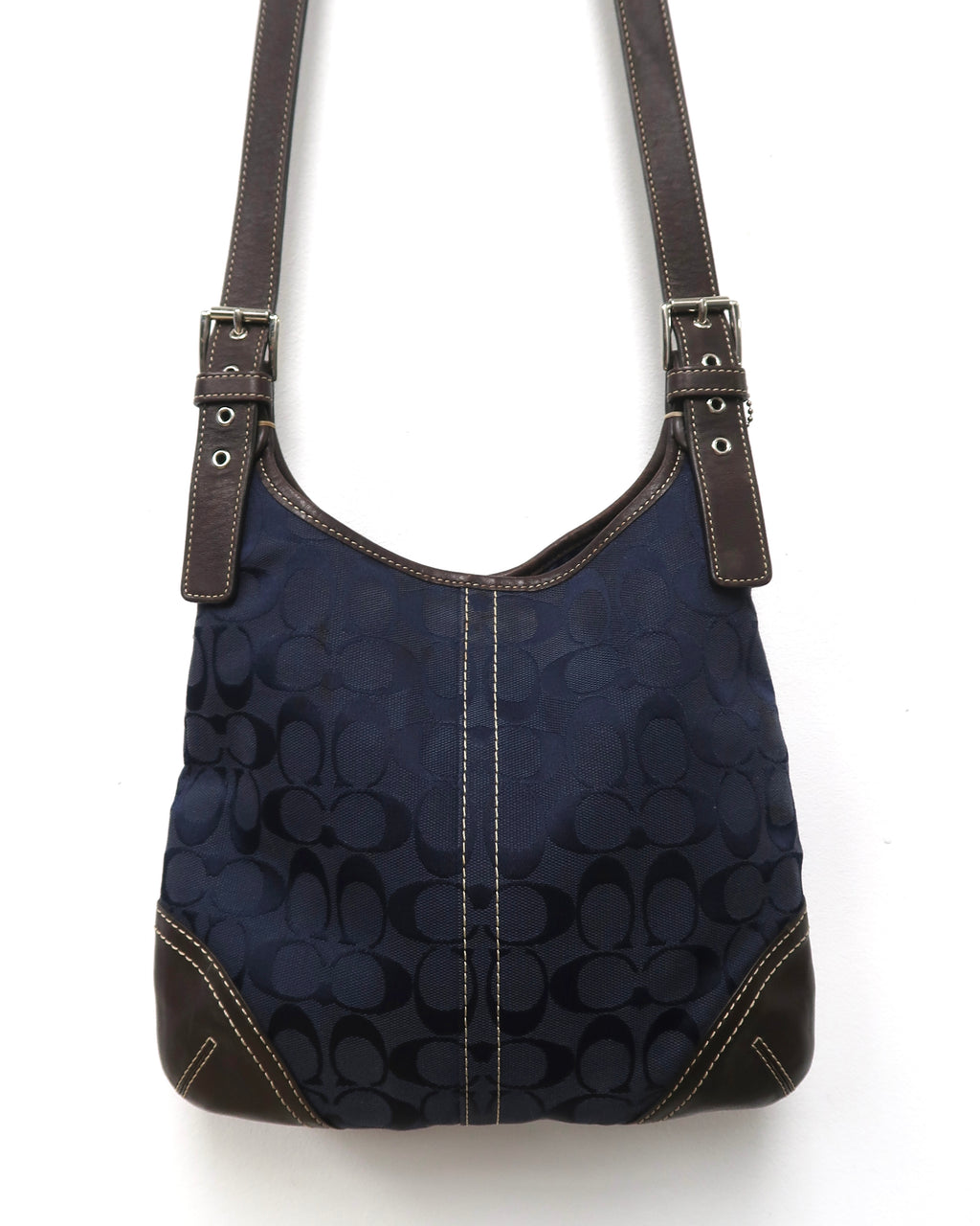 Coach Navy Signature Canvas Shoulder Bag