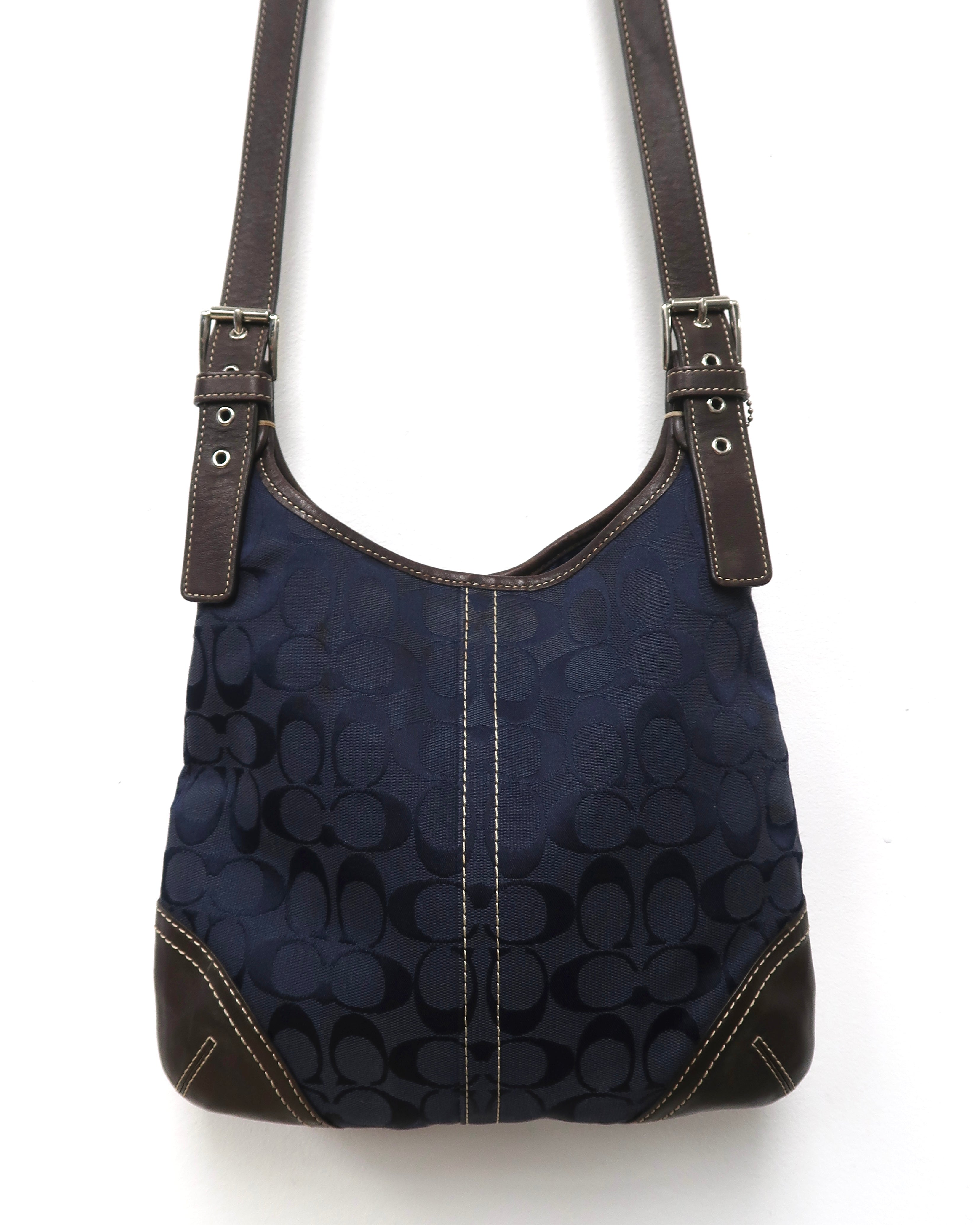 Coach Navy Signature Canvas Shoulder Bag