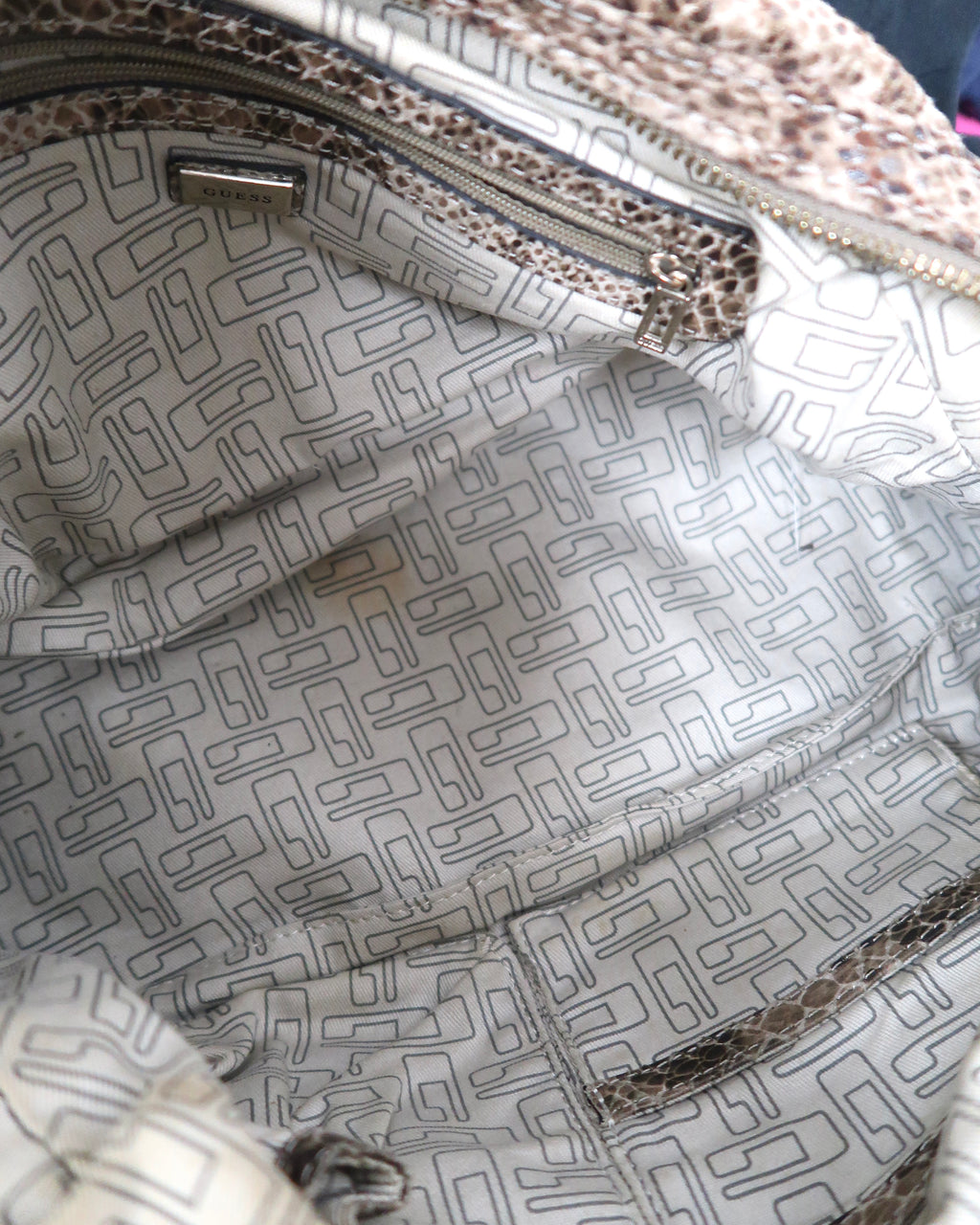 GUESS faux snakeskin-print shoulder/satchel bag