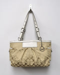 Coach Signature Pleated East/West Gallery Tote Shoulder Bag
