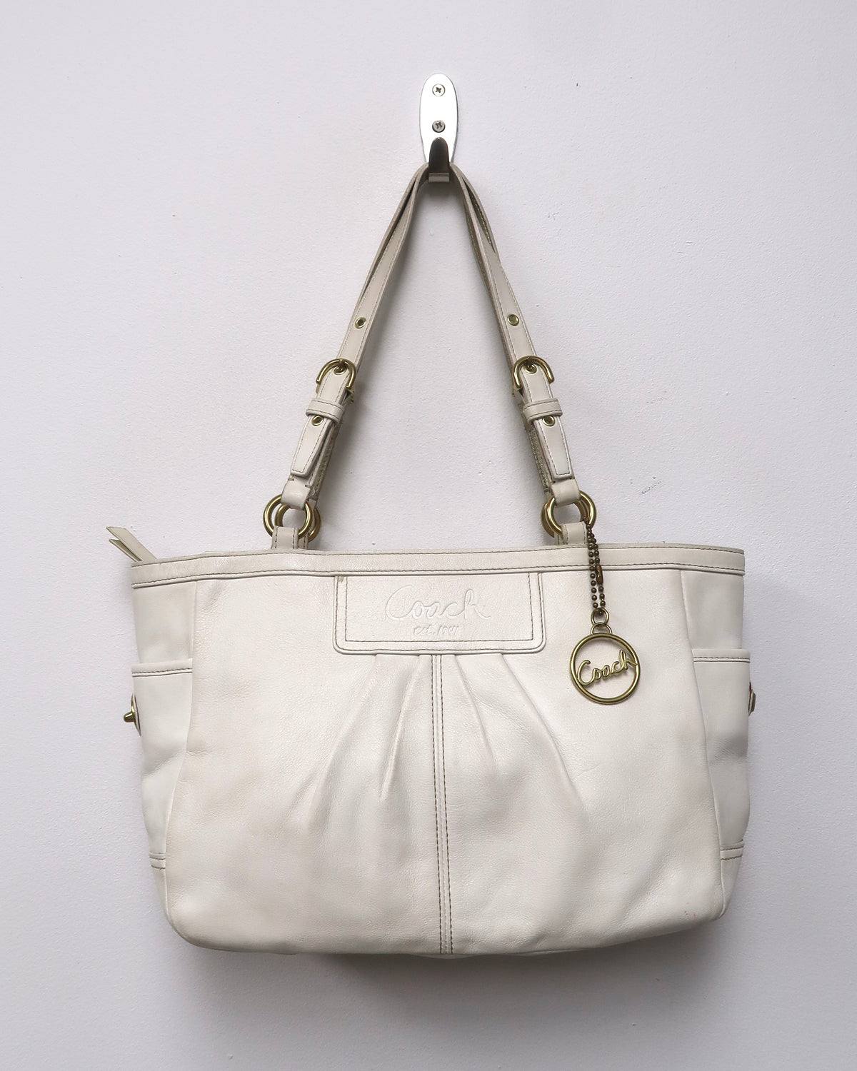 Coach Gallery East-West Pleated Leather Shoulder Bag