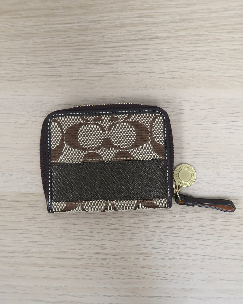 Coach Signature Stripe Zip Around / Bifold Wallet