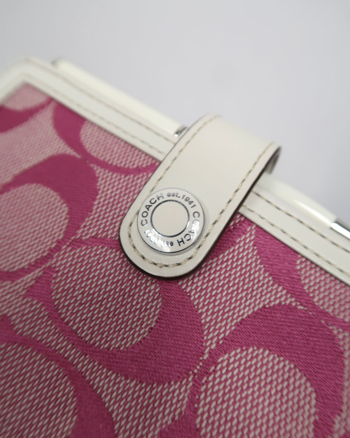 Coach Y2K Pink Signature C Jacquard and White Leather Agenda / Planner Notebook