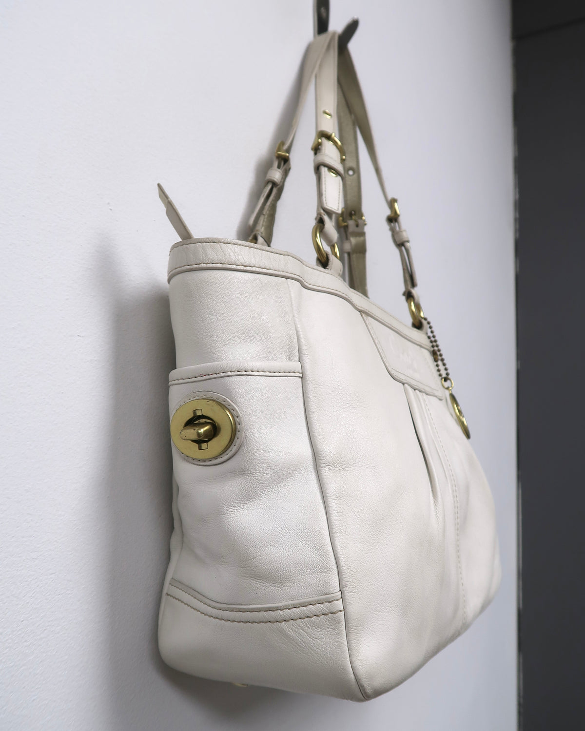 Coach Gallery East-West Pleated Leather Shoulder Bag