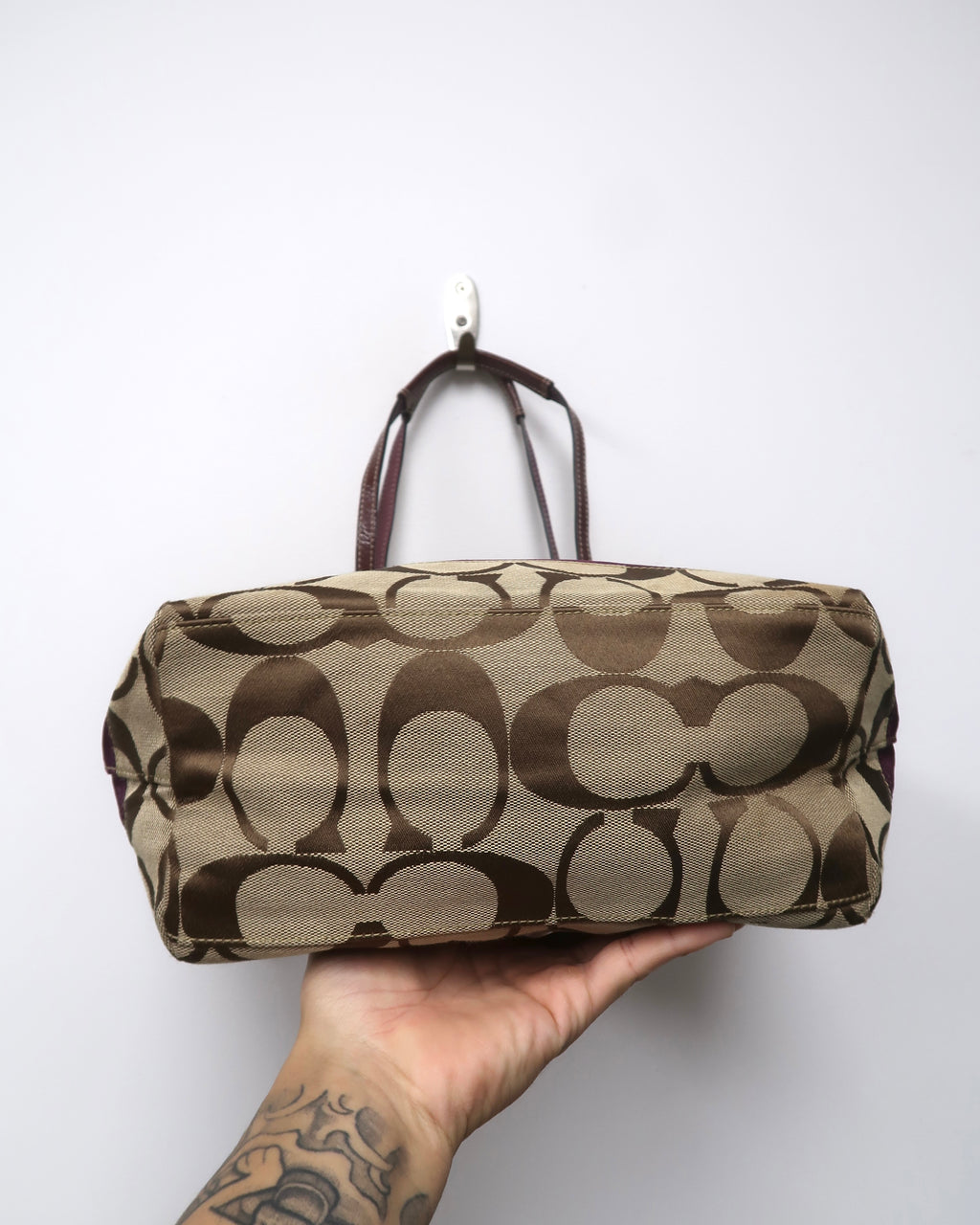 Coach Signature C Jacquard & Berry Stripe Tote