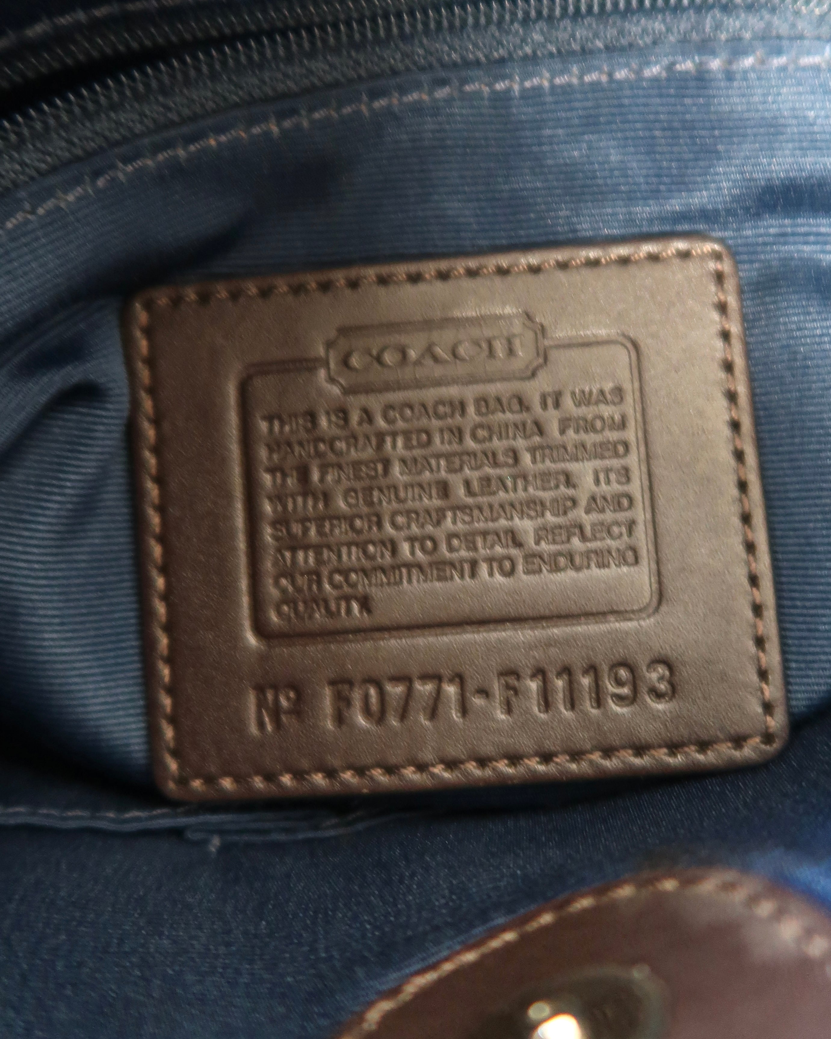 Coach Navy Signature Canvas Shoulder Bag