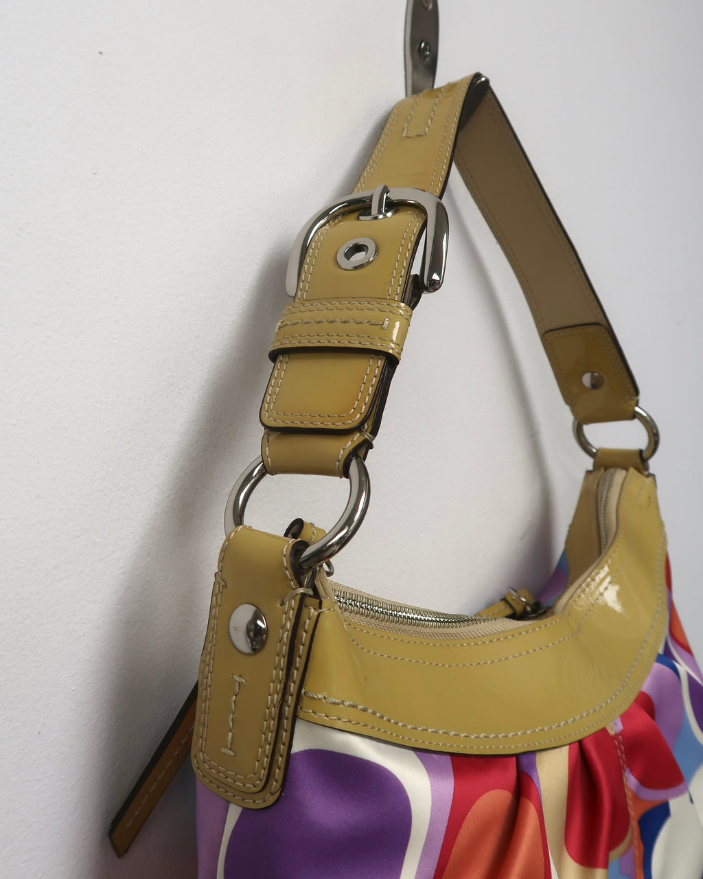Coach Soho Pleated Scarf Print Sateen Hobo Bag