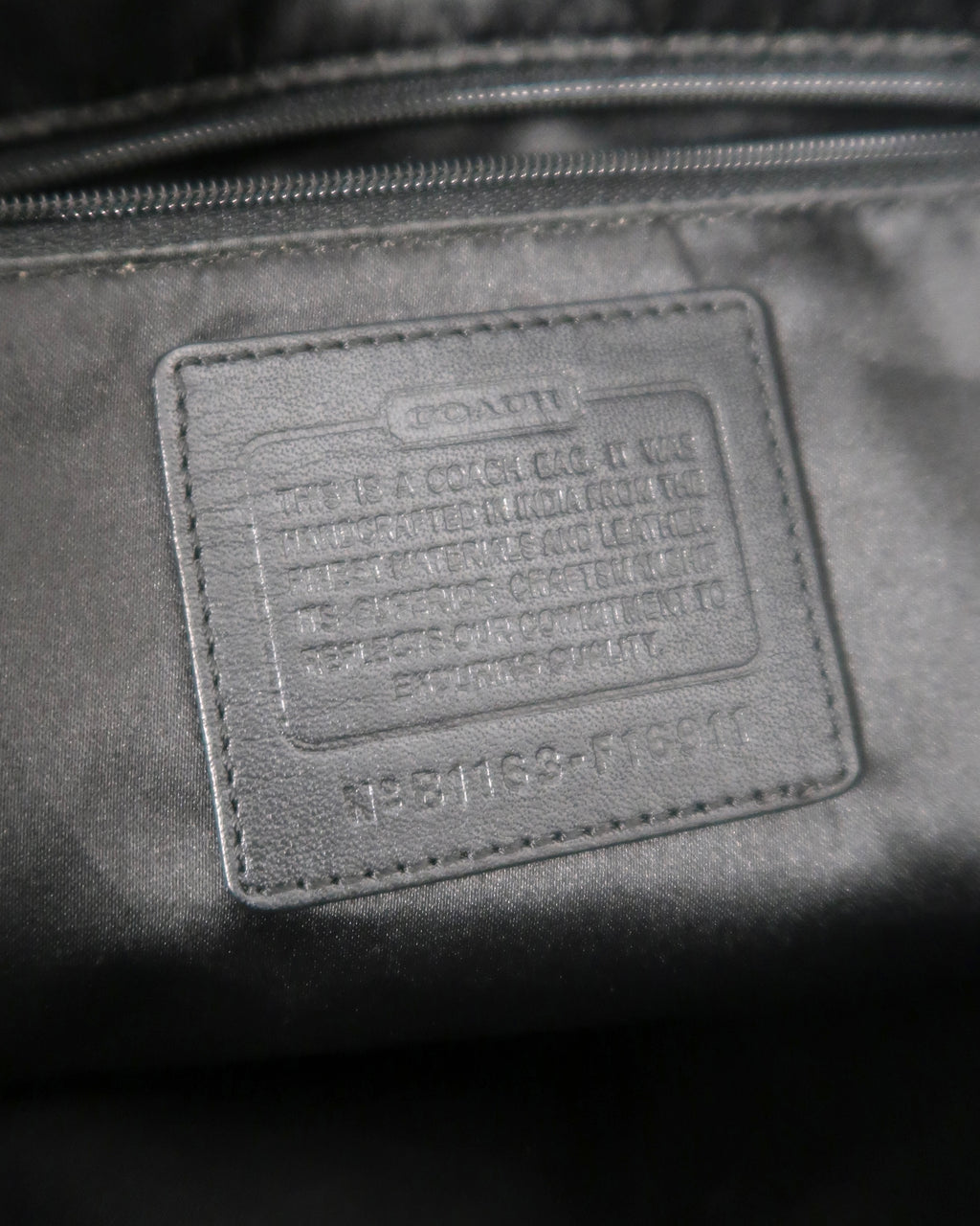 Coach black and grey signature monogram canvas tote bag