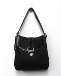 Coach Black Metallic Signature C Studded Flap Shoulder