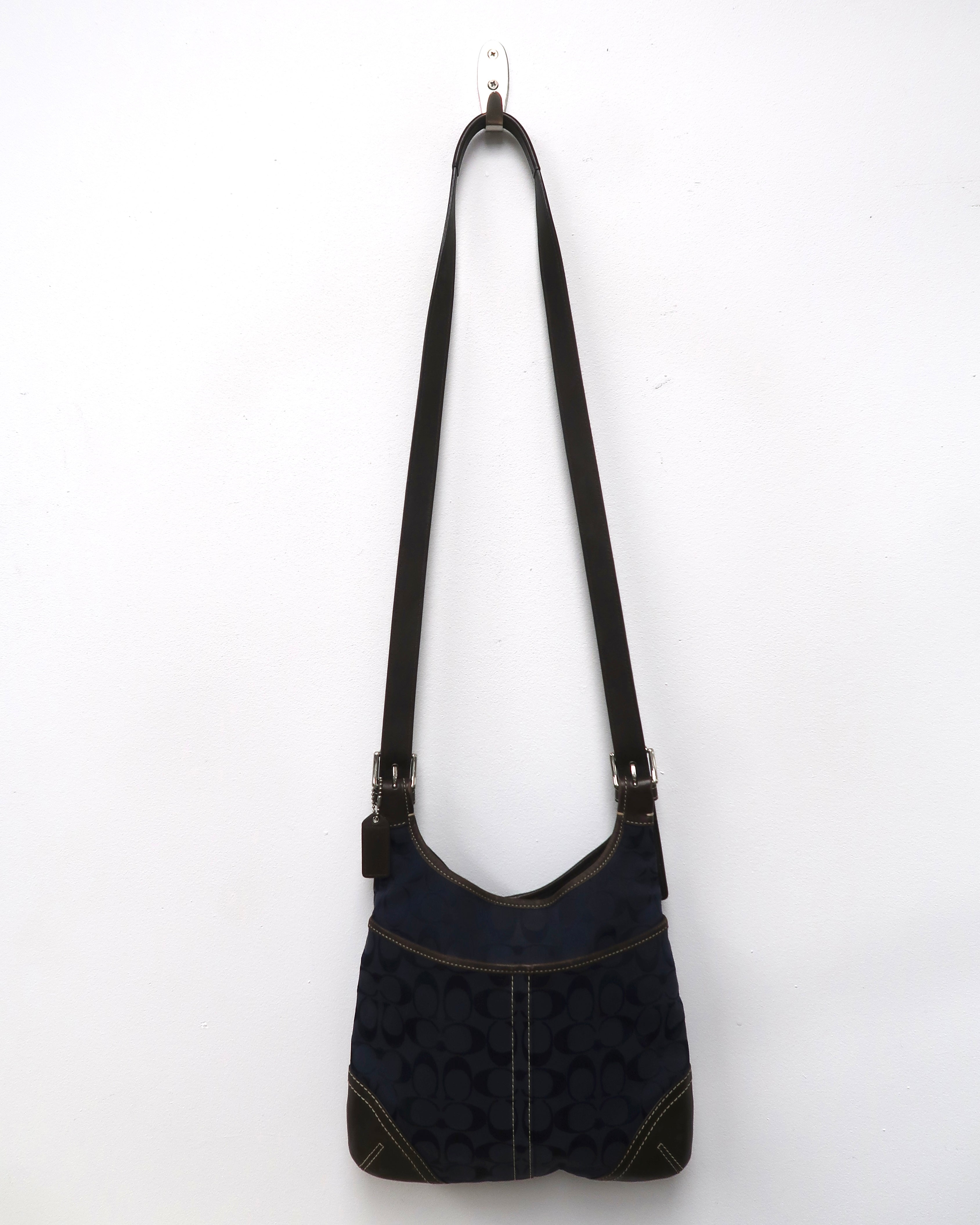 Coach Navy Signature Canvas Shoulder Bag