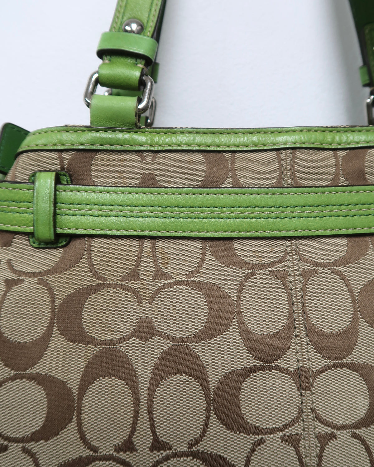 Coach Nancy Signature Stripe Zebra Tote Bag