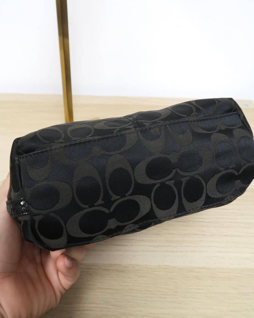 Coach black signature jacquard mini hobo shoulder bag