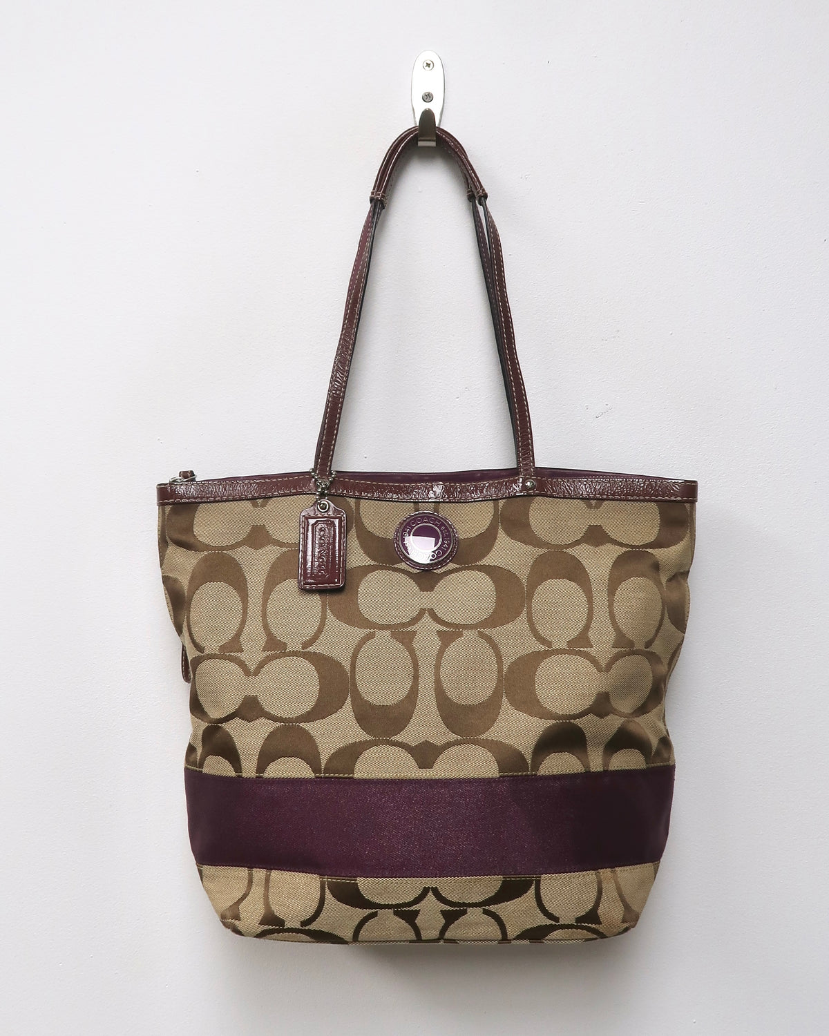 Coach Signature C Jacquard & Berry Stripe Tote