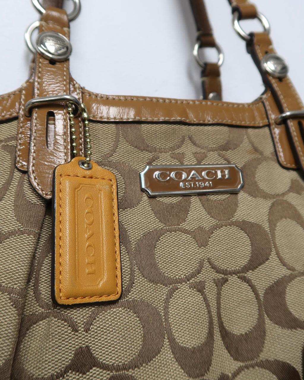 Vintage Y2K Coach Signature C-print canvas and leather shoulder tote bag