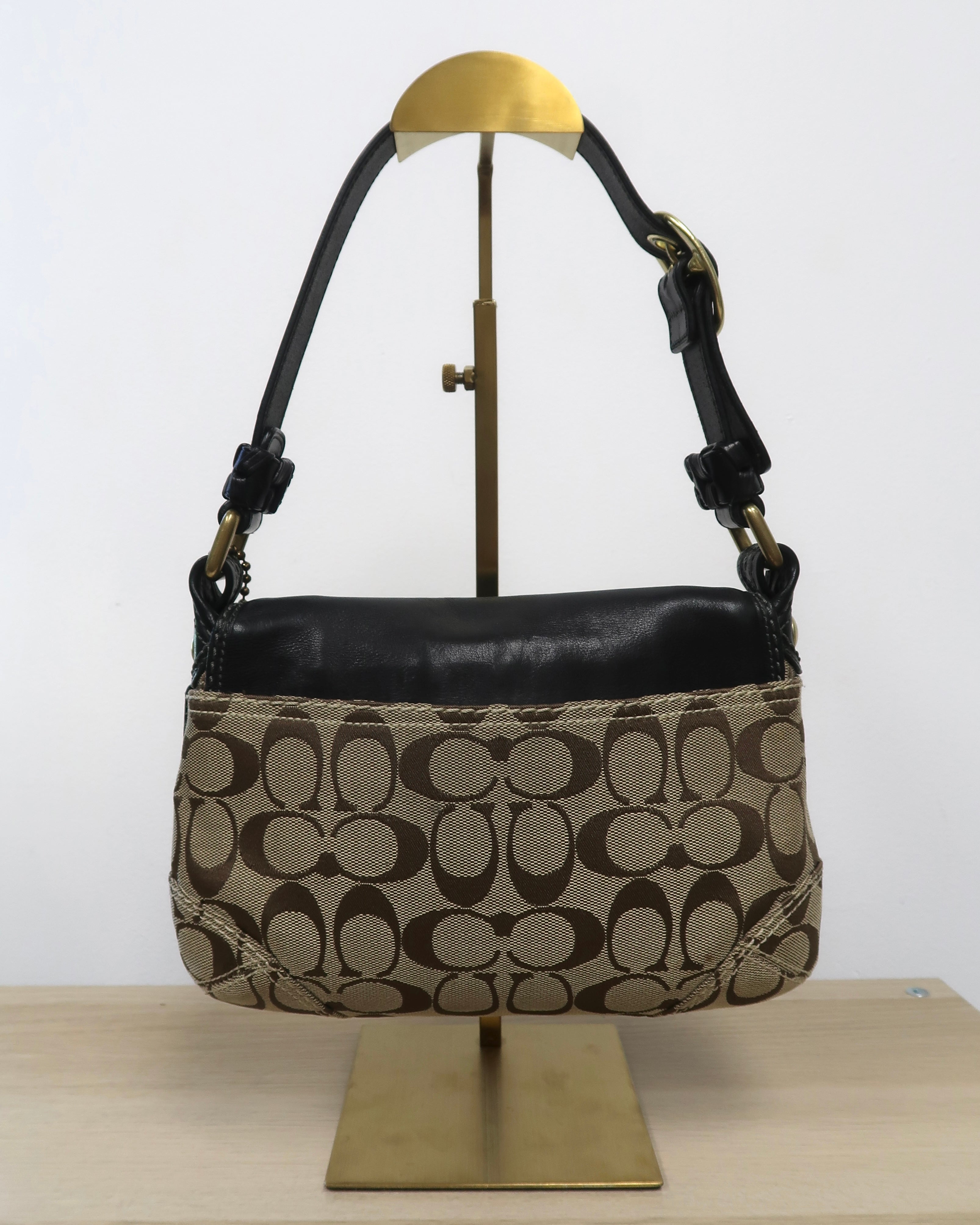 Vintage Coach Bleecker Signature buckle flap shoulder bag