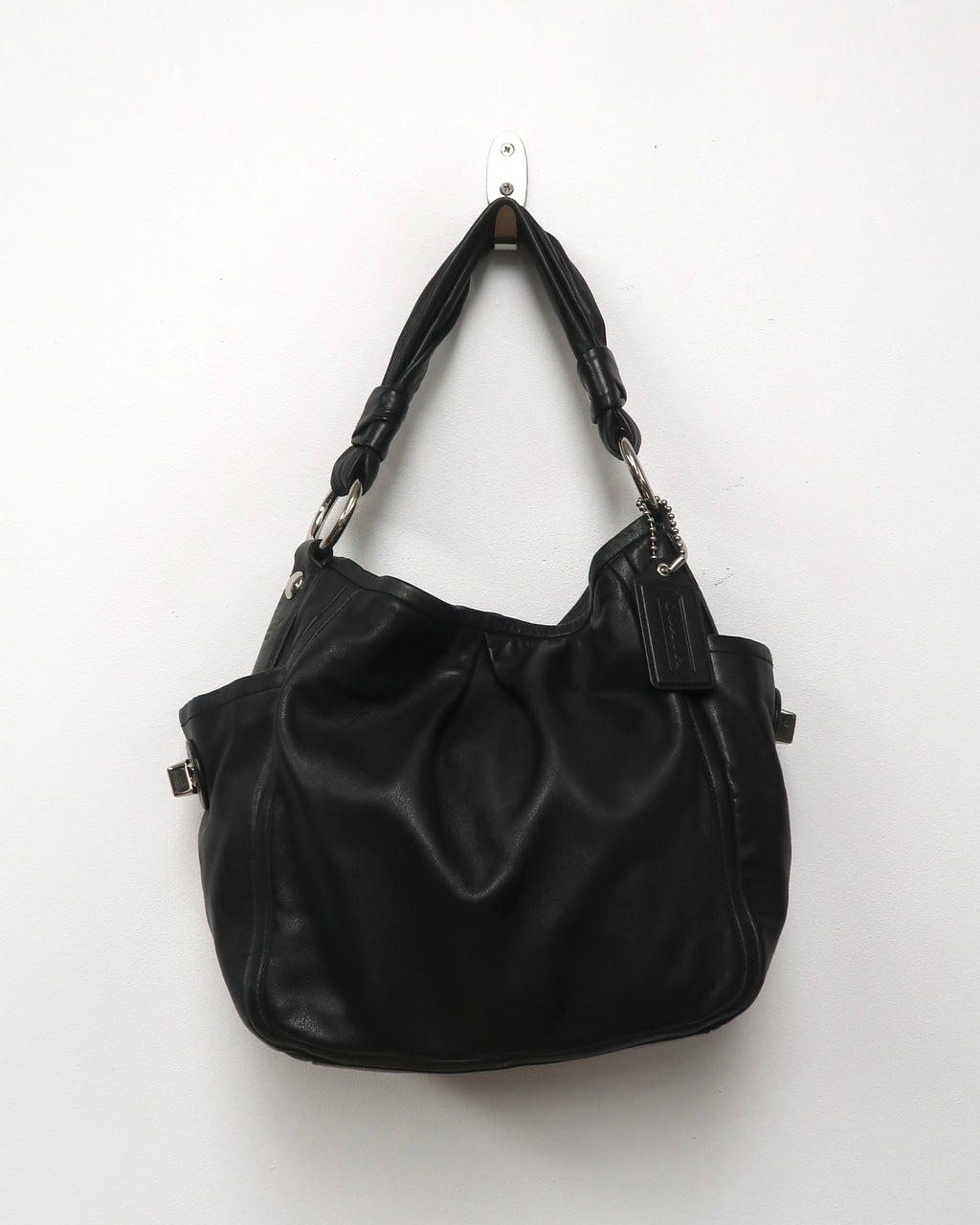 Black Leather Coach Hobo Shoulder Bag