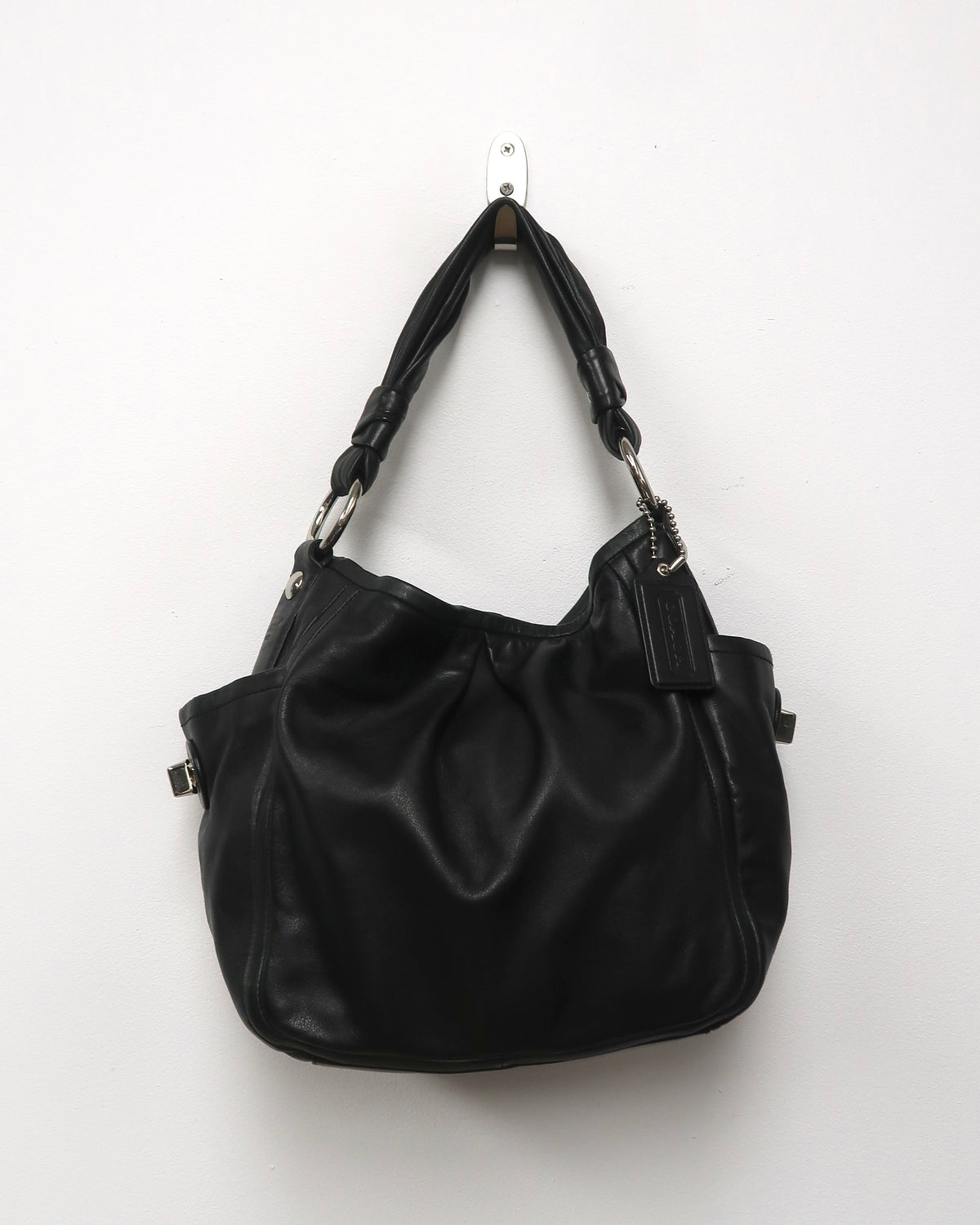 Black Leather Coach Hobo Shoulder Bag