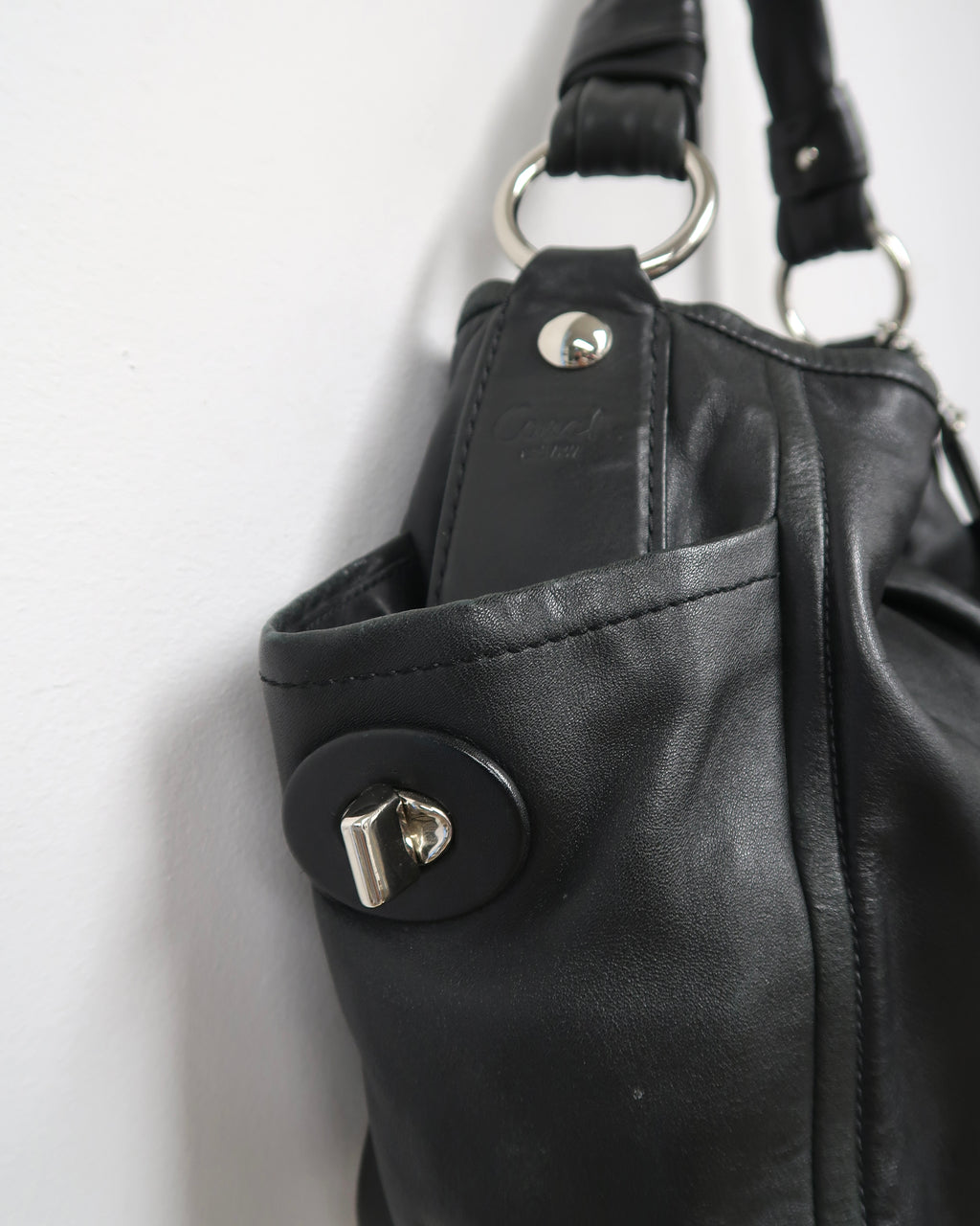 Black Leather Coach Hobo Shoulder Bag