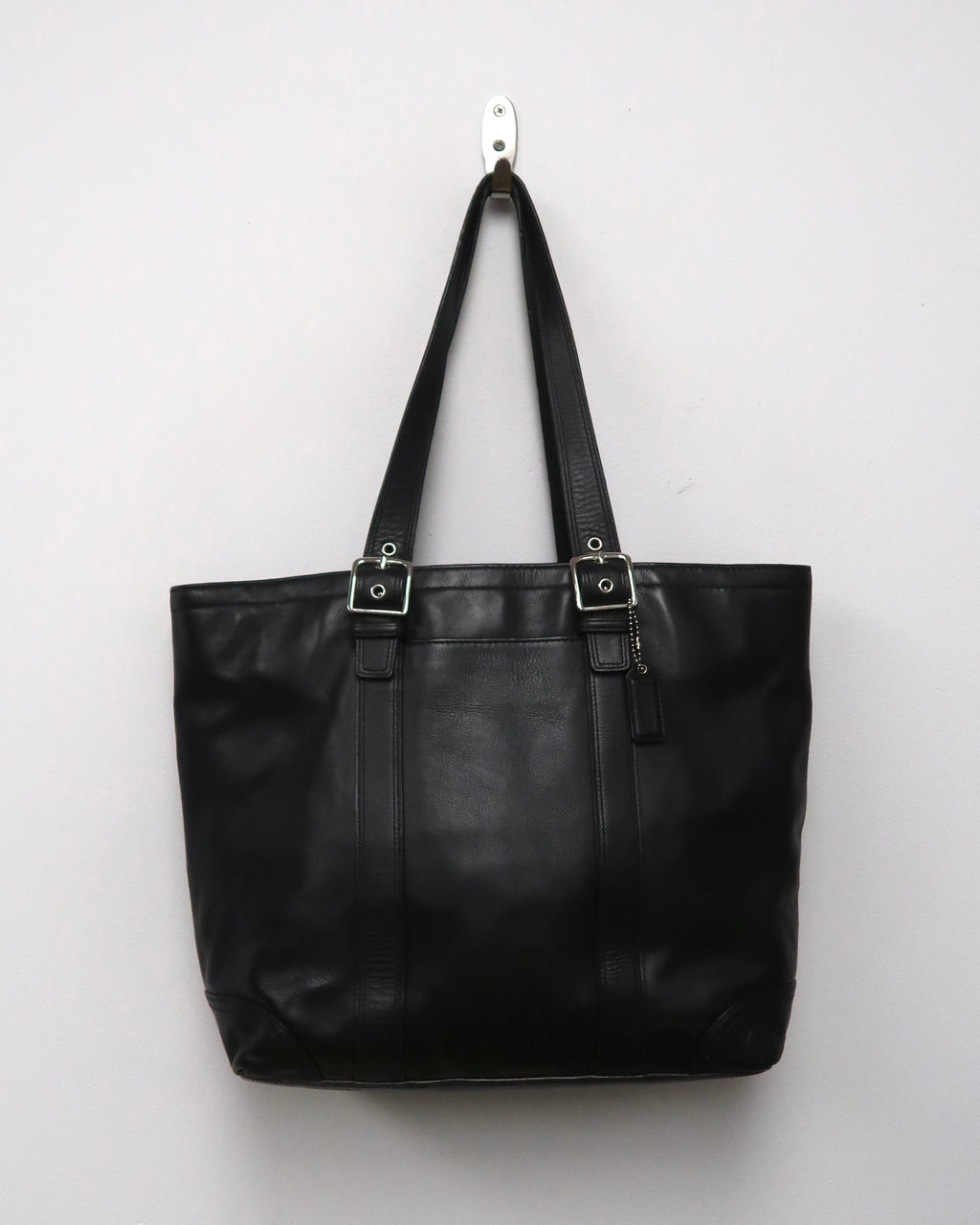 Vintage Black Leather Coach Hamptons Tote