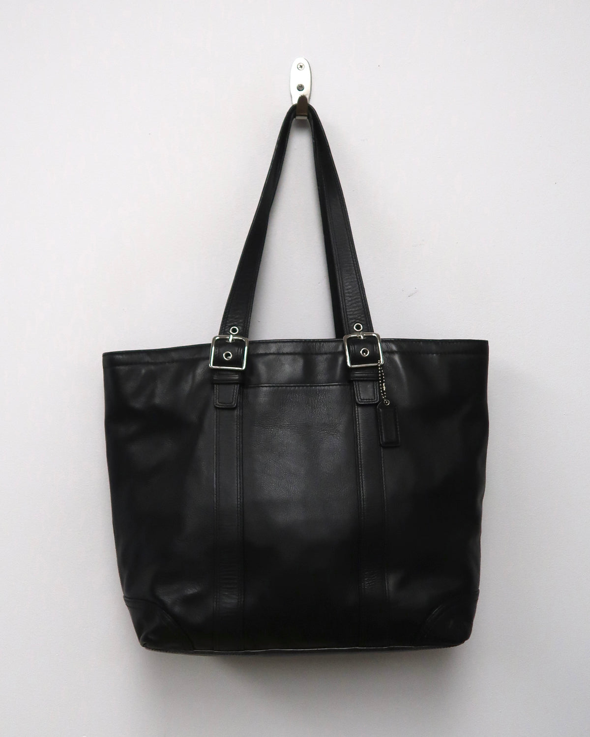 Vintage Black Leather Coach Hamptons Tote