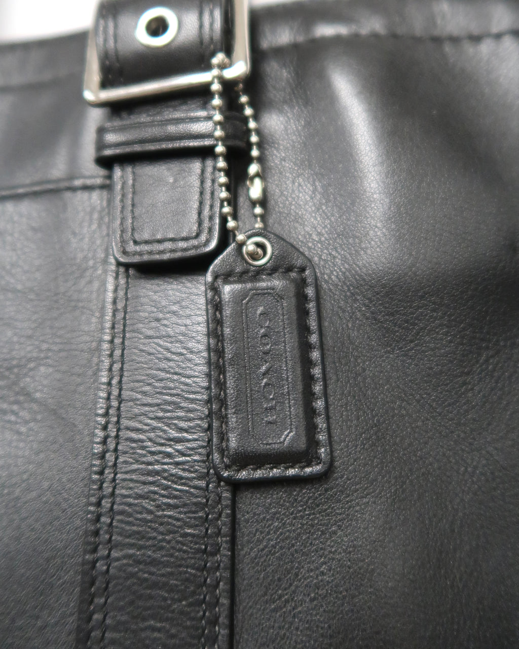 Vintage Black Leather Coach Hamptons Tote