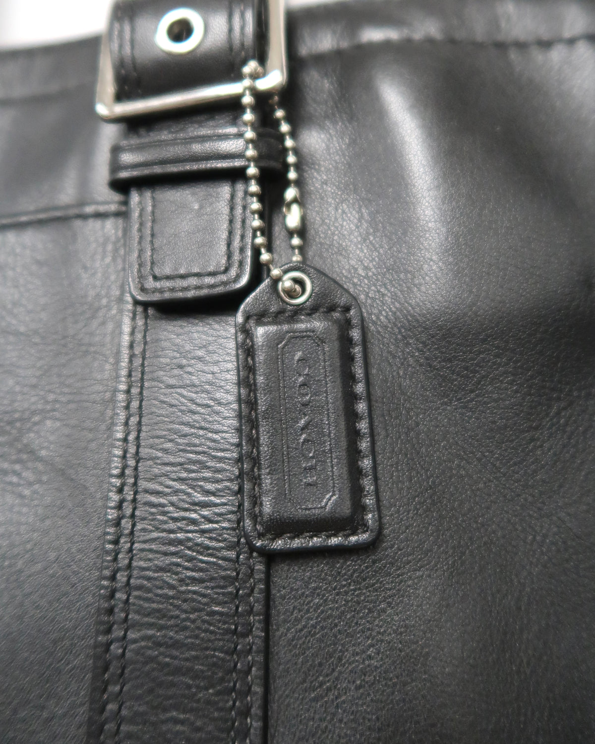 Vintage Black Leather Coach Hamptons Tote
