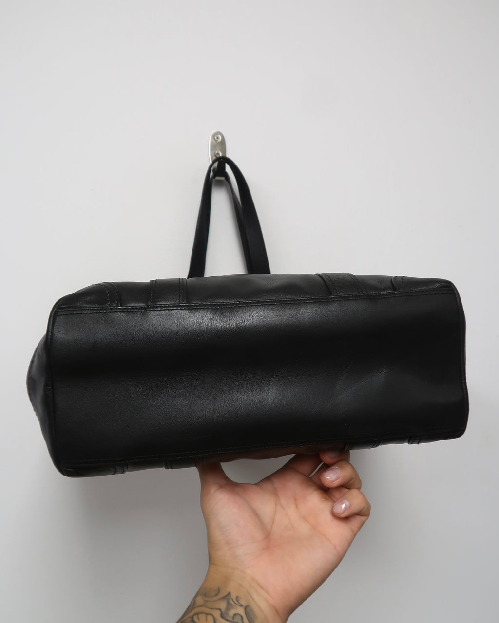 Vintage Black Leather Coach Hamptons Tote