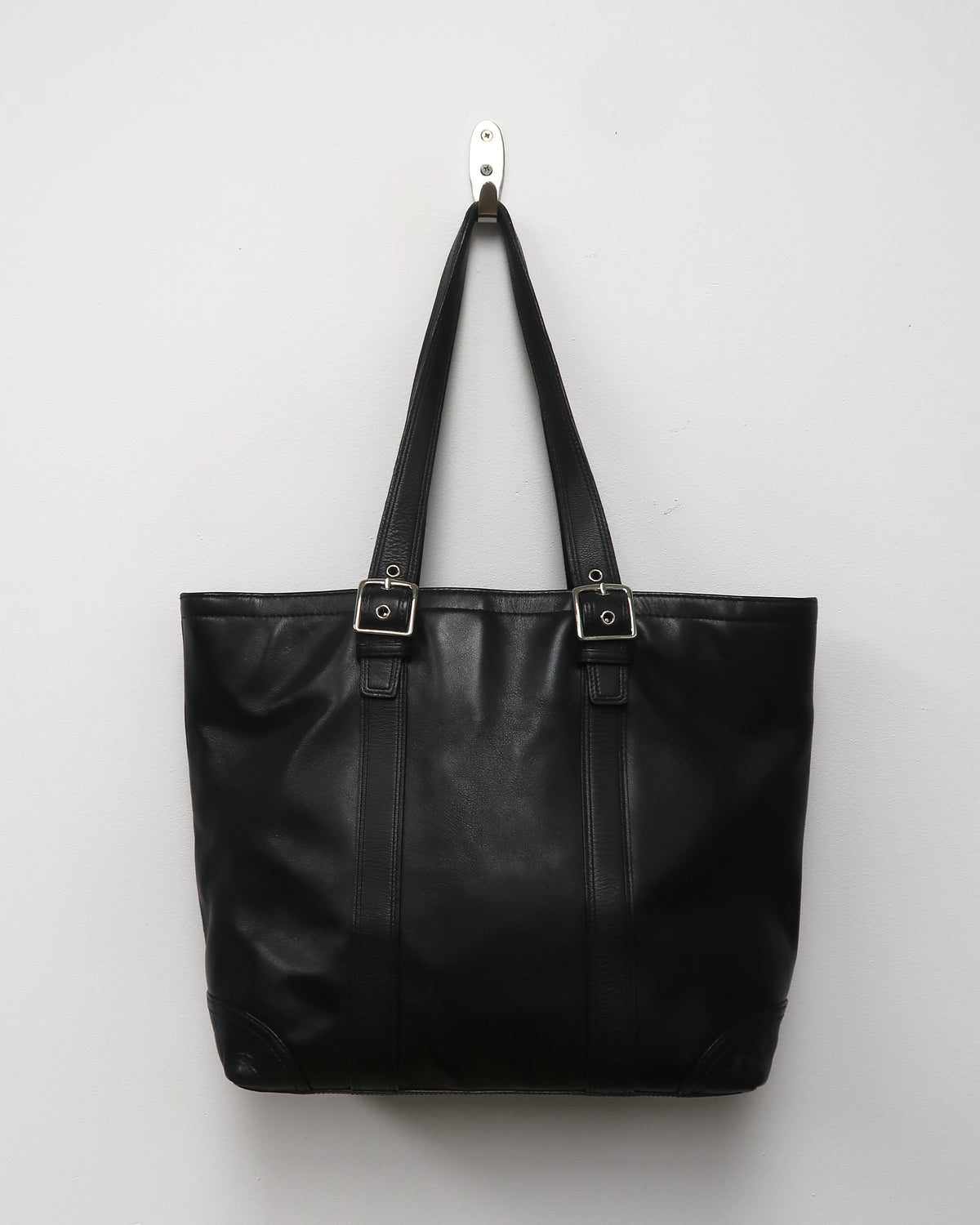 Vintage Black Leather Coach Hamptons Tote