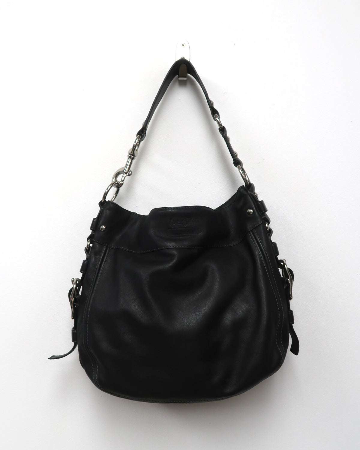 Black Leather Coach Hobo Shoulder Bag