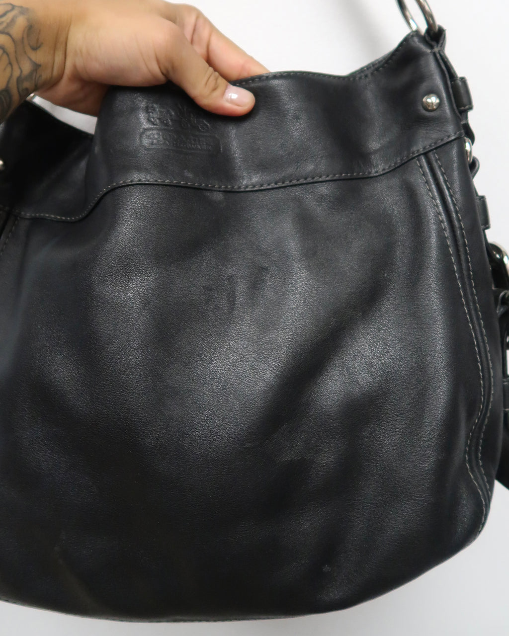 Black Leather Coach Hobo Shoulder Bag