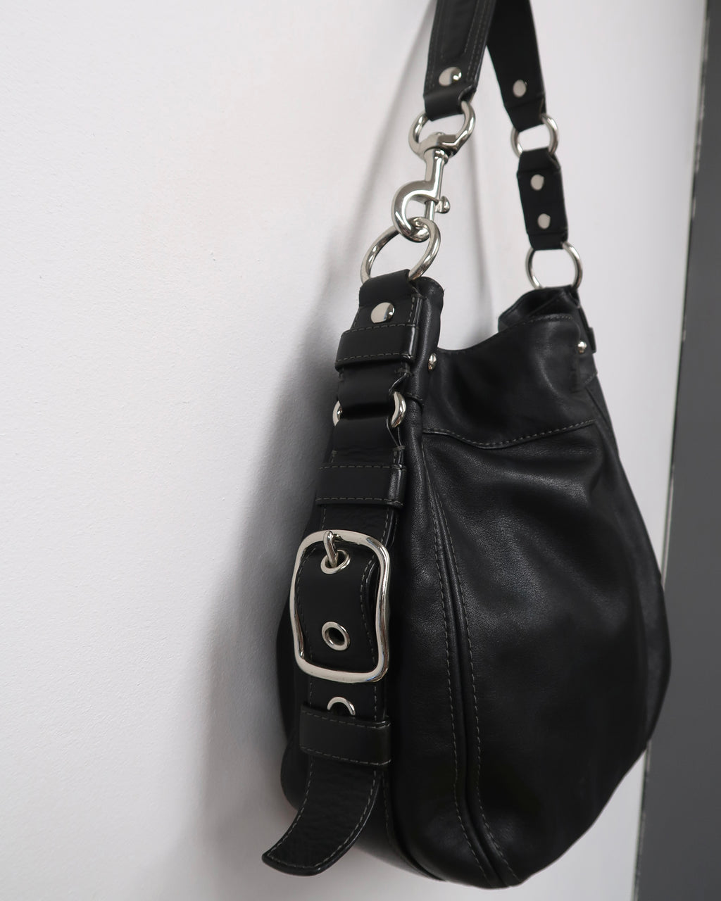 Black Leather Coach Hobo Shoulder Bag