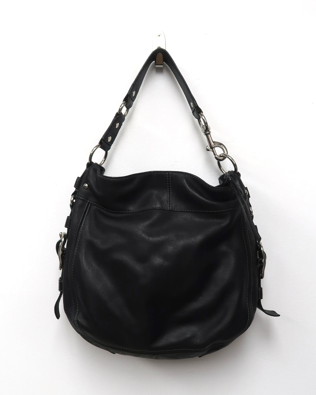 Black Leather Coach Hobo Shoulder Bag